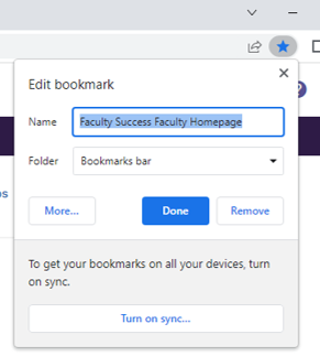 Screenshot of bookmark tab