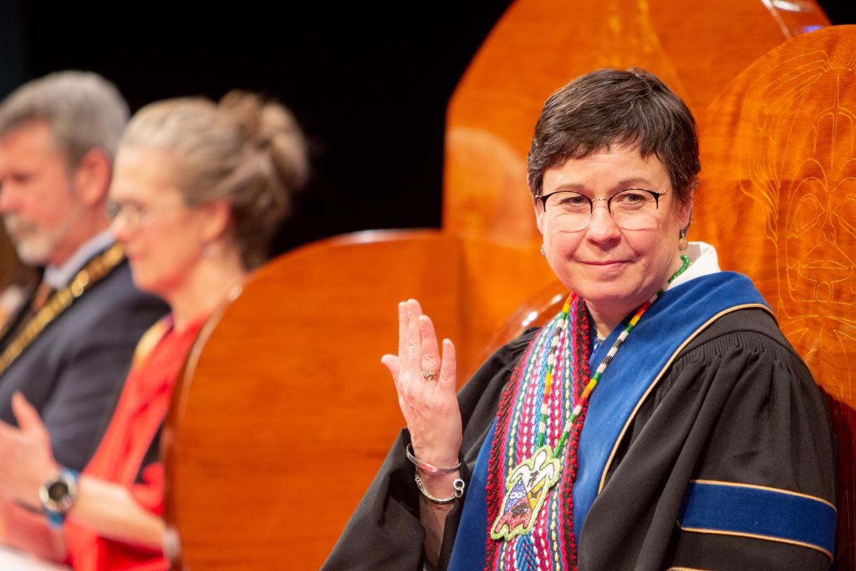 Dr. Deb Saucier, VIU President and Vice-Chancellor, at Convocation Dr. Deb Saucier, VIU President and Vice-Chancellor, at Convocation