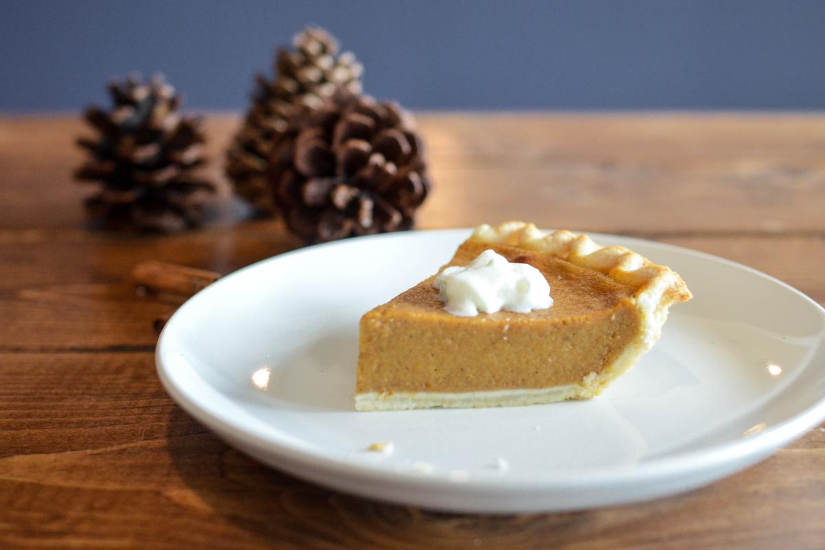 Pumpkin pie on a table