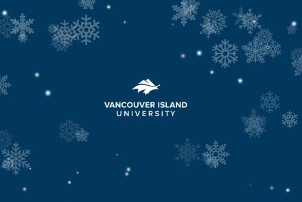 VIU logo surrounded by snowflakes